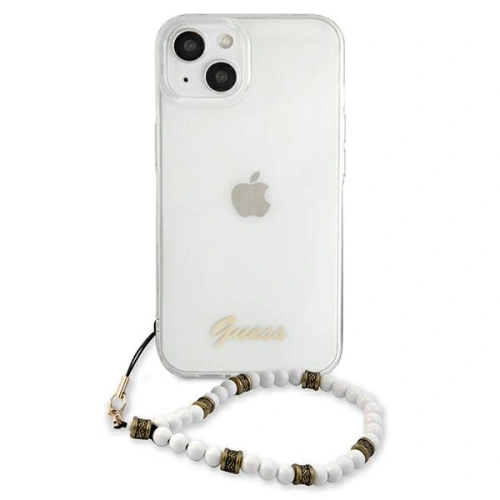 Kup [OUTLET] Etui Guess GUHCP13SKPSWH Apple iPhone 13 mini Transparentní tvrdý obal Bílá perla - OT-798 - {ean13} - Sklep Home Screen