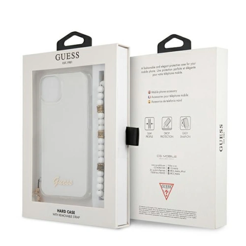 Kup [OUTLET] Etui Guess GUHCP13SKPSWH Apple iPhone 13 mini Transparentní tvrdý obal Bílá perla - OT-798 - {ean13} - Sklep Home Screen