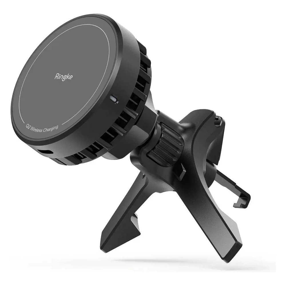 Uchwyt samochodowy do kratki z ładowarką bezprzewodową Ringke Peltier Qi2 Magnetic MagSafe Vent Car Mount Wireless Charger 15W Black
