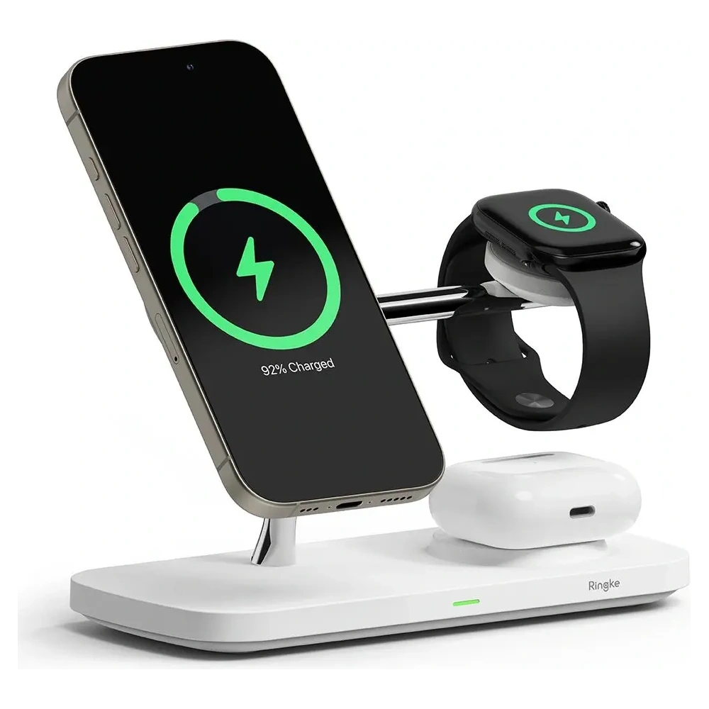 Ładowarka bezprzewodowa Ringke 3w1 Qi2 Magnetic MagSafe Wireless Charger White