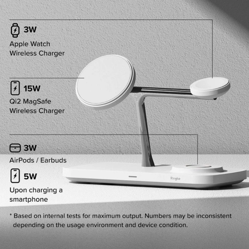 Kup Bezdrátová nabíječka Ringke 3w1 Qi2 Magnetic MagSafe Wireless Charger White - RGK11693 - {ean13} - Sklep Home Screen