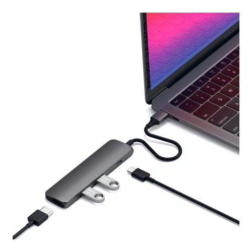 Kup Satechi 4-in-1 Slim Multiport-Adapter 4K USB-C / 2xUSB-A, USB-C, 4K HDMI - STH158 - {ean13} - Sklep Home Screen