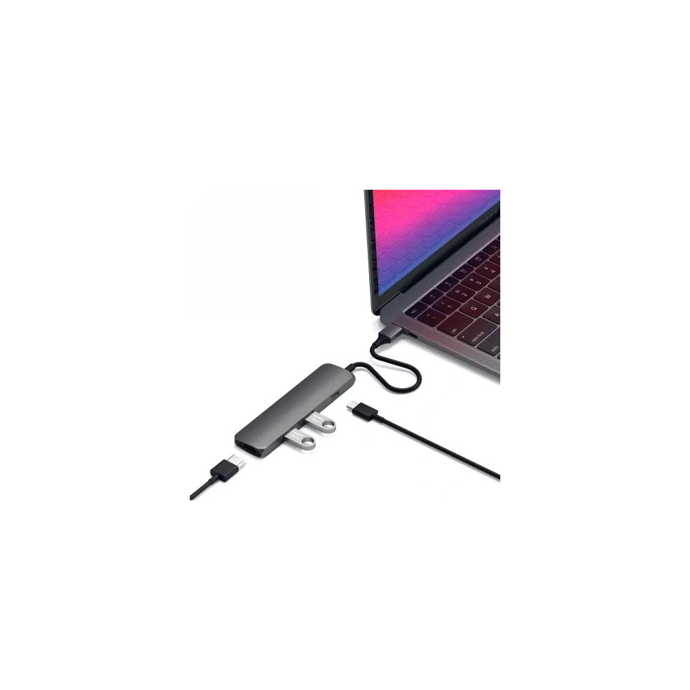 Adapter Satechi 4-in-1 Slim Multiport 4K USB-C / 2xUSB-A, USB-C, 4K HDMI