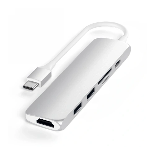 Kup Satechi 6-in-1 Slim Multiport-Adapter USB-C / USB-C, 2x USB-A, 4K HDMI, Micro/SD, Ethernet - STH159 - {ean13} - Sklep Home Screen