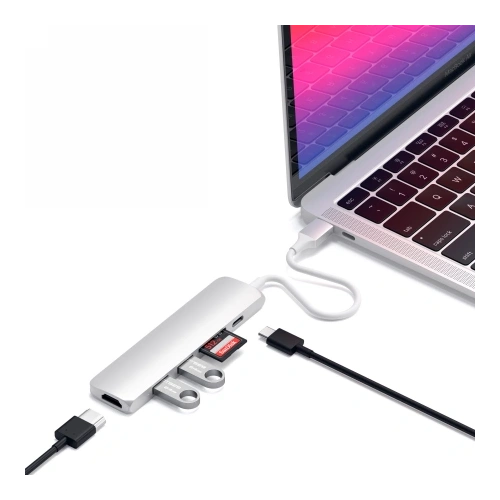Kup Satechi 6-in-1 Slim Multiport-Adapter USB-C / USB-C, 2x USB-A, 4K HDMI, Micro/SD, Ethernet - STH159 - {ean13} - Sklep Home Screen