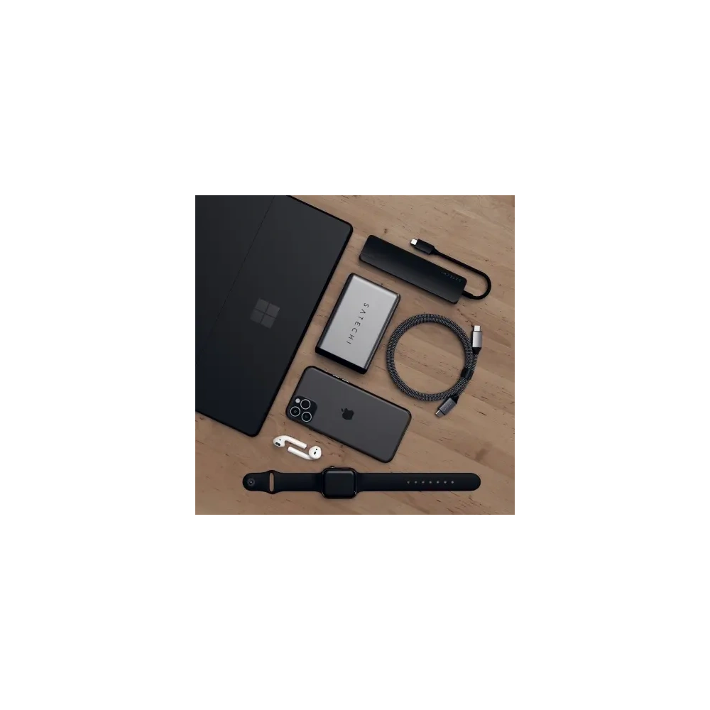 Adapter Satechi 7-in-1 Slim Multiport with Ethernet USB-C / 2x USB-A, USB-C PD, HDMI 4K, Ethernet, Micro/SD