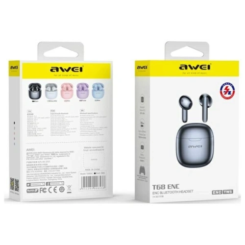 Kup Bezdrátová sluchátka do uší AWEI T68 Bluetooth 5.3 ENC TWS + dokovací stanice černá/black - AWEI233 - {ean13} - Sklep Home Screen