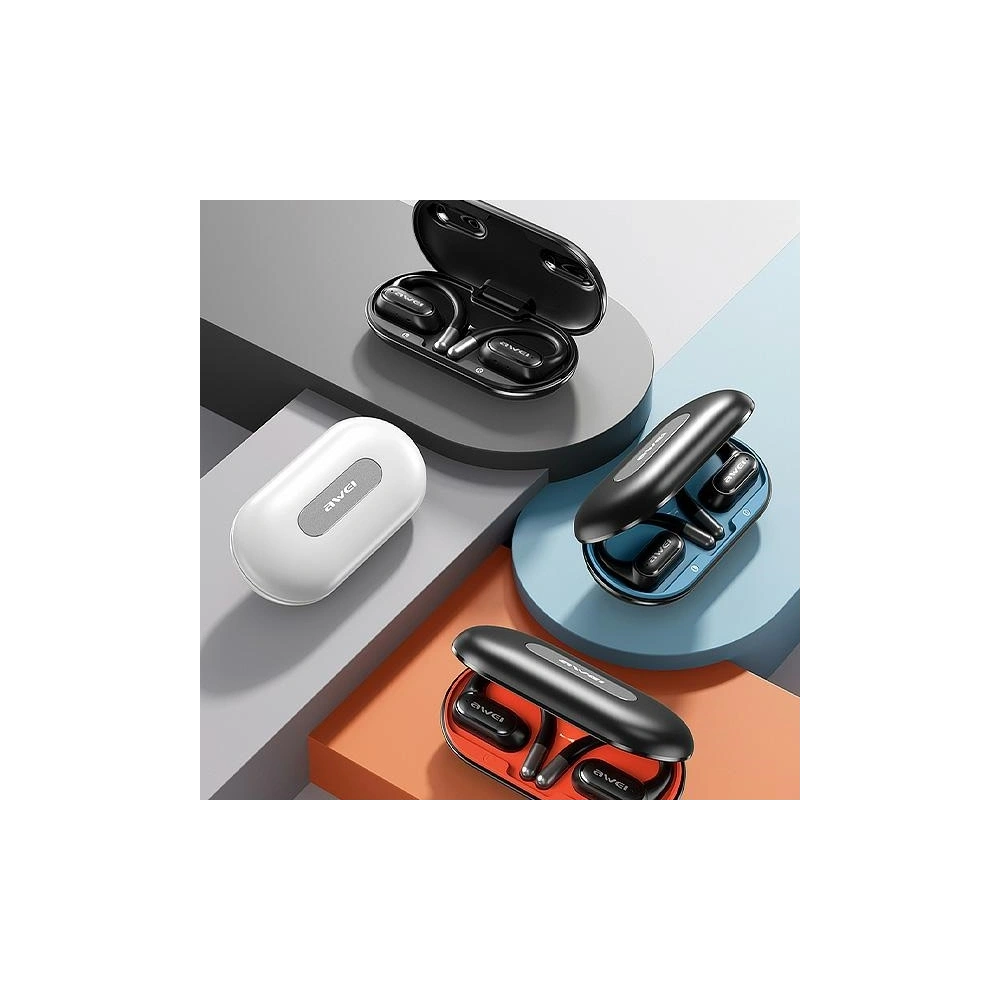 Bezprzewodowe słuchawki AWEI T93 Bluetooth 5.4 OWS + stacja dokująca czarny/black