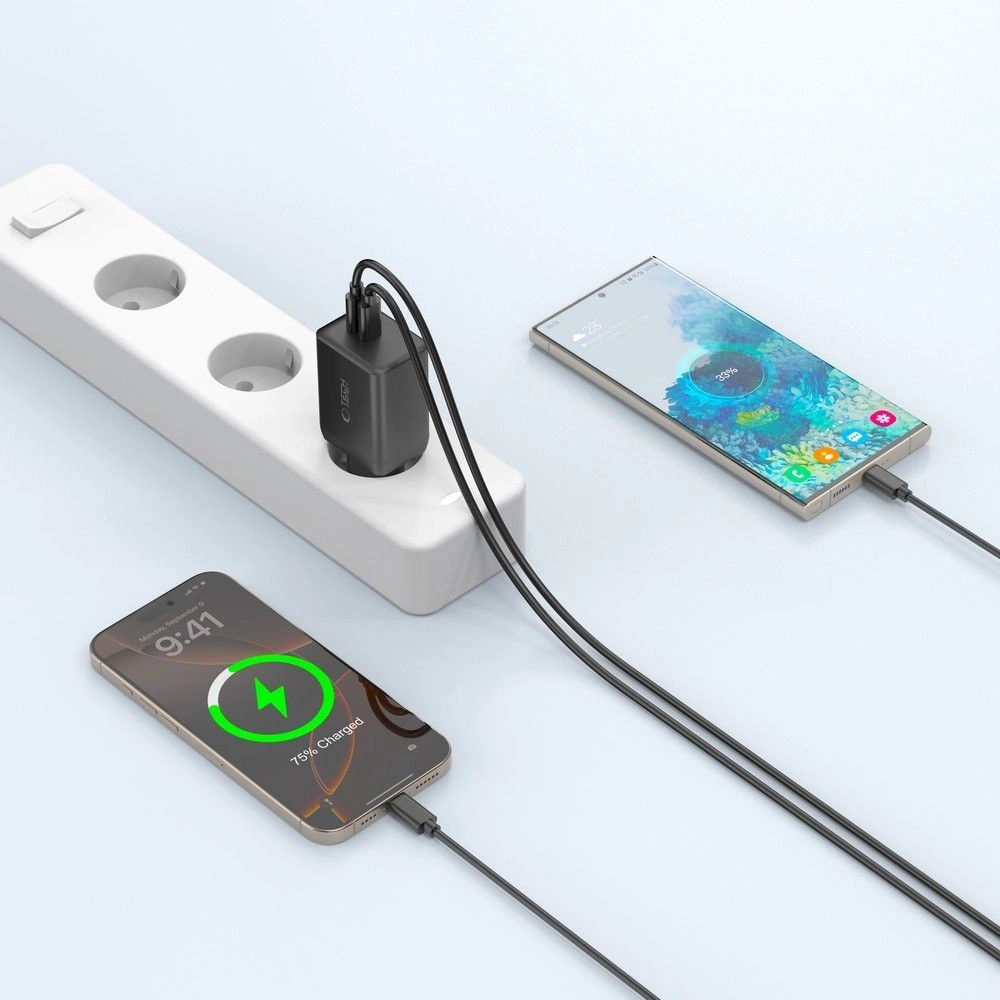 Ładowarka sieciowa Tech-Protect NC45W-GAN 2xUSB-C Network Charger PD45W Black