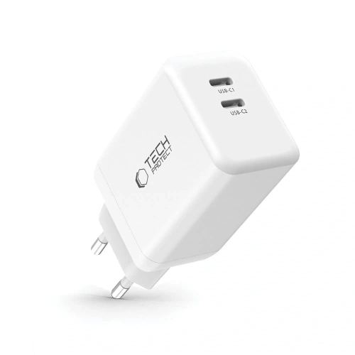 Kup Síťová nabíječka Tech-Protect NC45W-GAN 2xUSB-C Síťová nabíječka PD45W Bílá - THP3549 - {ean13} - Sklep Home Screen