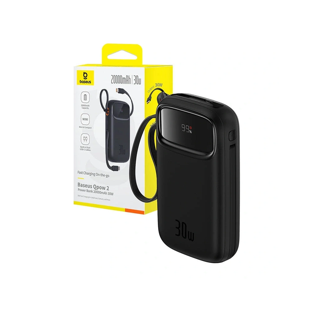 Powerbank Baseus QPow 2 20000mAh 30W 2xUSB-C (czarny)