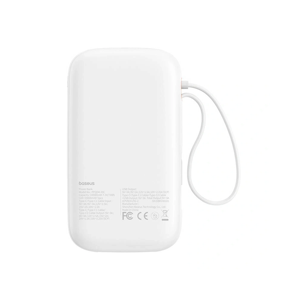 Powerbank Baseus QPow 2 20000mAh 30W 2xUSB-C (biały)