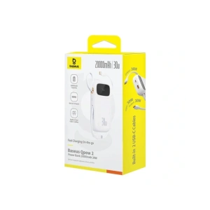 Buy Baseus QPow 2 20000mAh 30W 2xUSB-C powerbank (white) - BSU8878 - {ean13} - Home Screen Store Europe