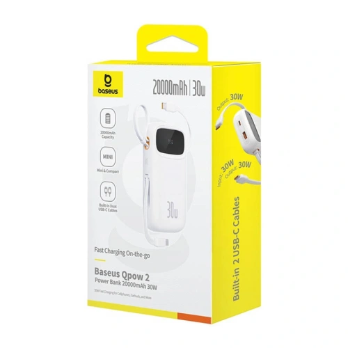 Kup Baseus QPow 2 20000mAh 30W 2xUSB-C Powerbank (weiß) - BSU8878 - {ean13} - Sklep Home Screen