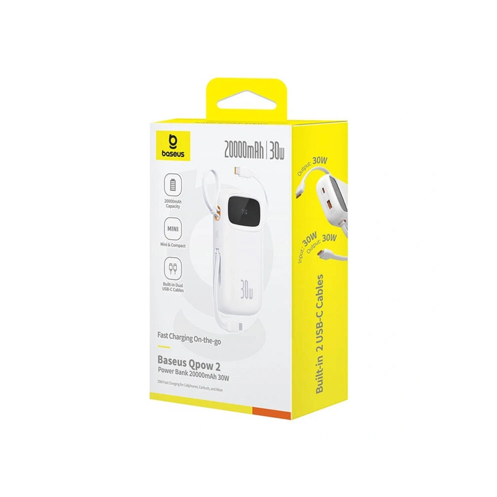 Powerbank Baseus QPow 2 20000mAh 30W 2xUSB-C (biały)