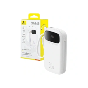 Buy Baseus QPow 2 20000mAh 30W 2xUSB-C powerbank (white) - BSU8878 - {ean13} - Home Screen Store Europe
