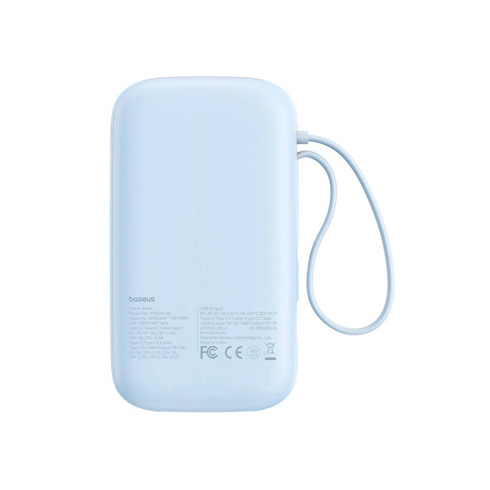 Powerbank Baseus QPow2 20000mAh 30W 2xUSB-C (niebieski)