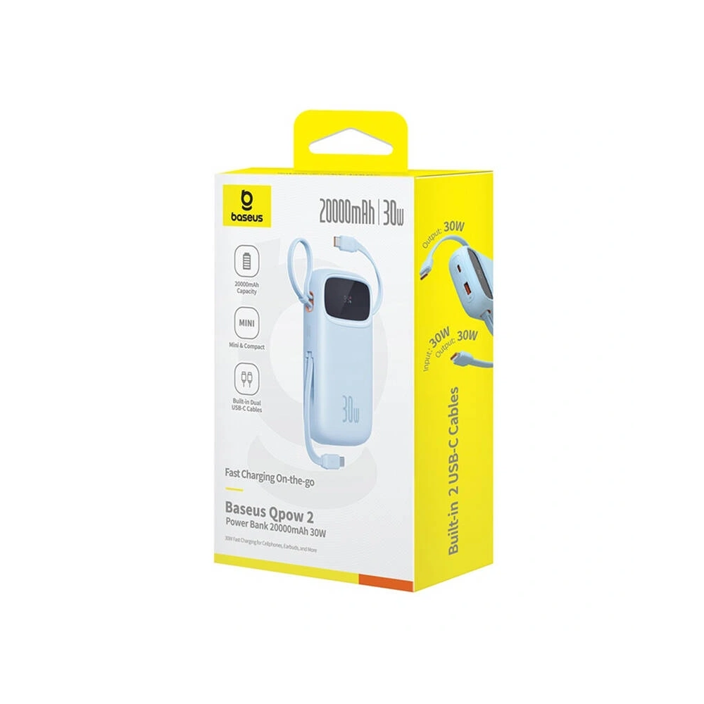 Powerbank Baseus QPow2 20000mAh 30W 2xUSB-C (niebieski)