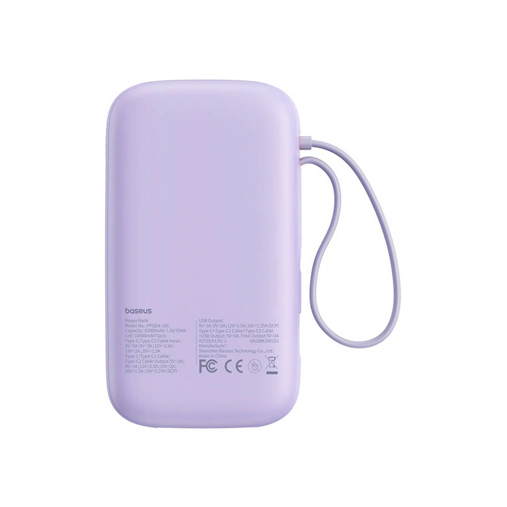 Powerbank Baseus QPow 2 20000mAh 30W 2xUSB-C (fioletowy)