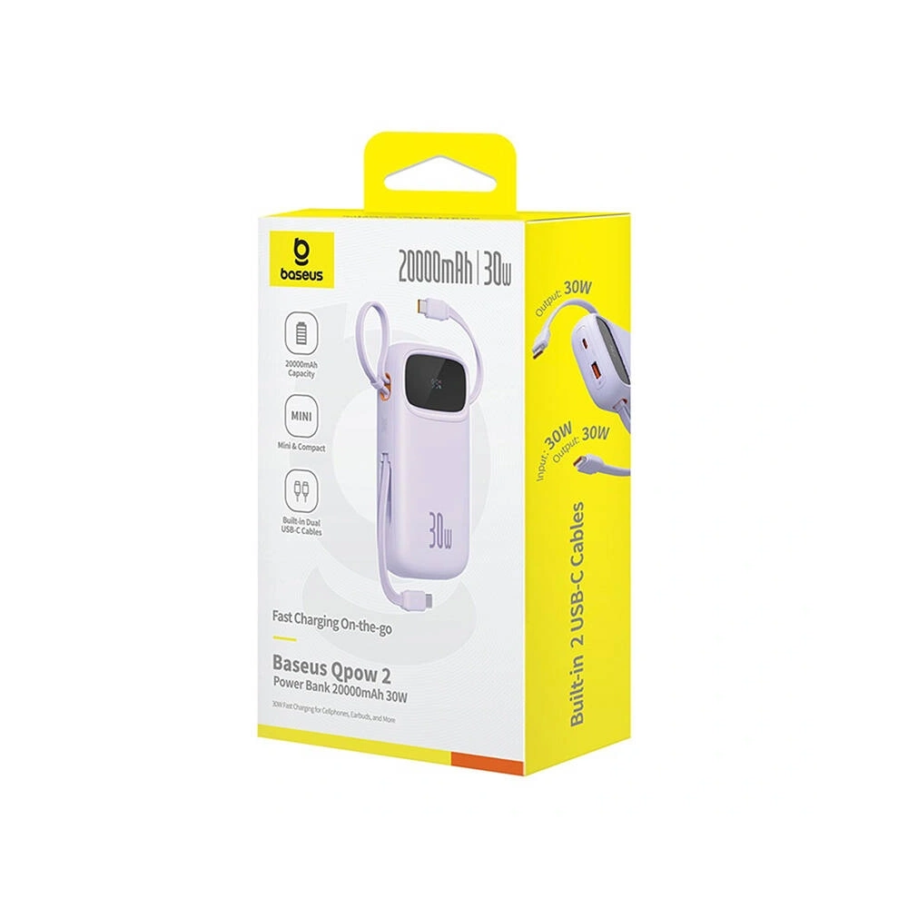 Powerbank Baseus QPow 2 20000mAh 30W 2xUSB-C (fioletowy)