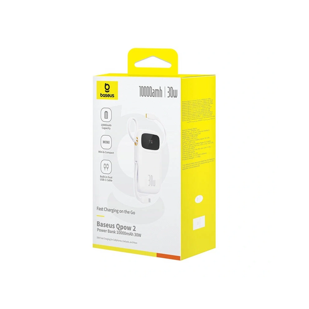 Powerbank Baseus QPow 2 10000mAh 30W 2xUSB-C (biały)
