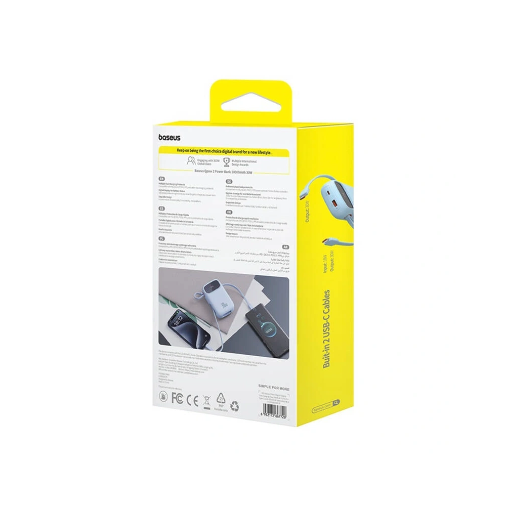 Powerbank Baseus QPow 2 10000mAh 30W 2xUSB-C (niebieski)