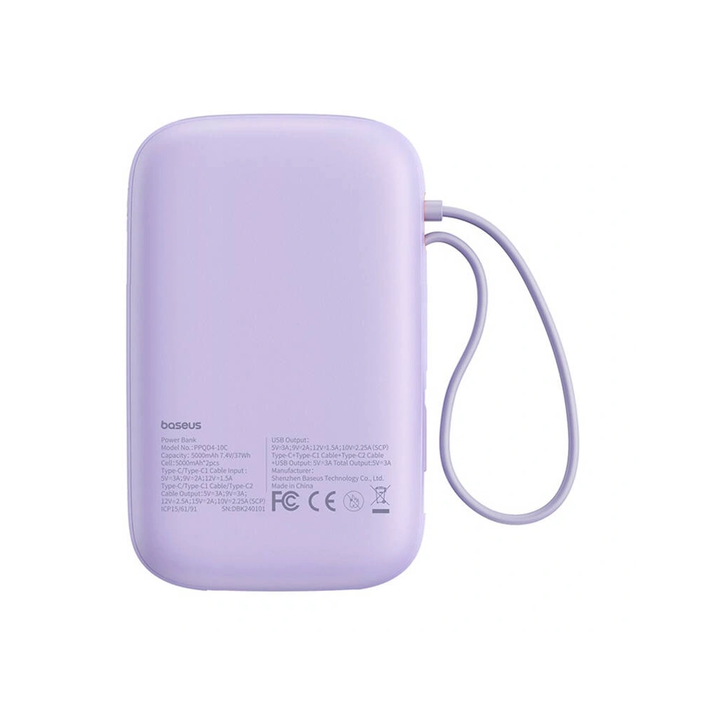 Powerbank Baseus QPow 2 10000mAh 30W 2xUSB-C (fioletowy)