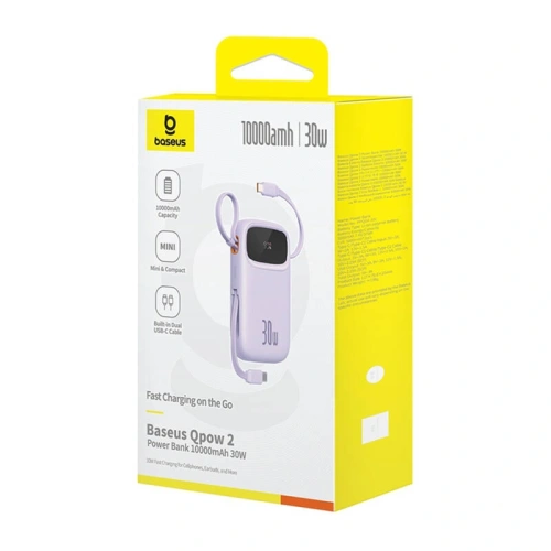 Kup Powerbank Baseus QPow 2 10000mAh 30W 2xUSB-C (fialový) - BSU8889 - {ean13} - Sklep Home Screen