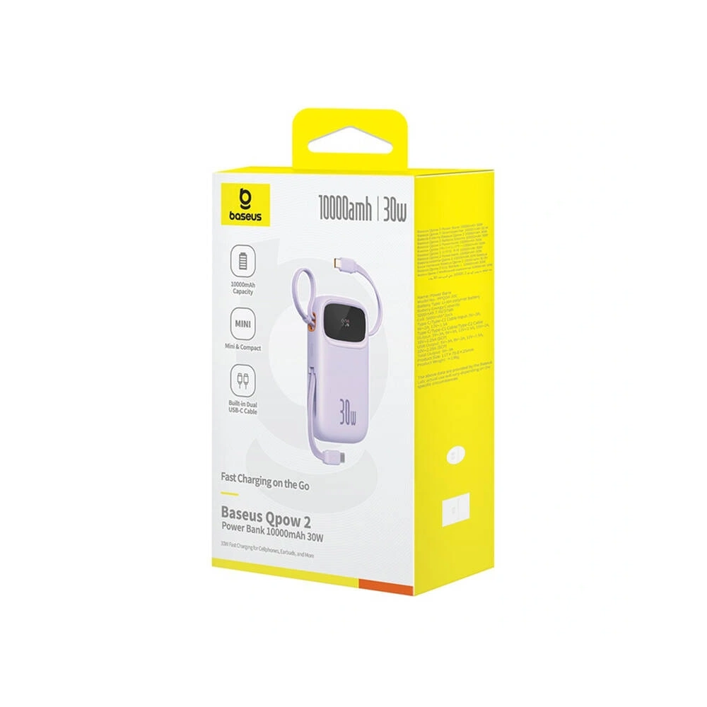Powerbank Baseus QPow 2 10000mAh 30W 2xUSB-C (fioletowy)