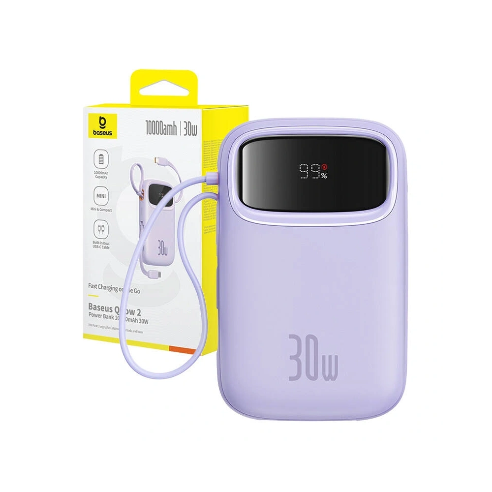 Powerbank Baseus QPow 2 10000mAh 30W 2xUSB-C (fioletowy)