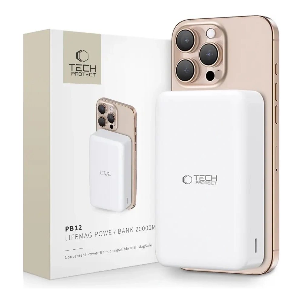 Powerbank Tech-Protect PB12 LifeMag 15W MagSafe 20000mah White