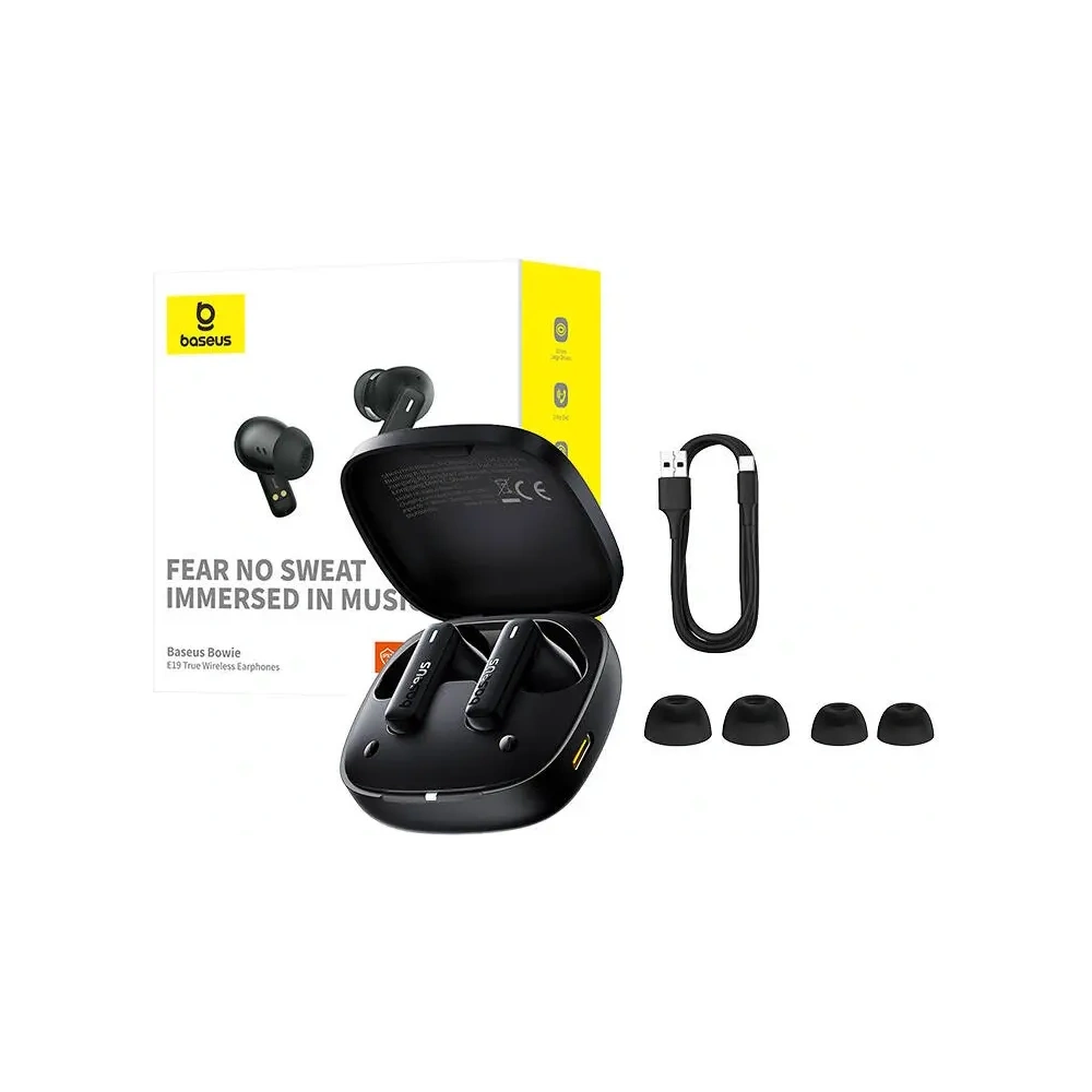 Bezprzewodowe słuchawki dokanałowe TWS Baseus Bowie E19 (czarny)