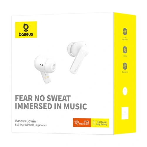 Buy TWS Baseus Bowie E19 wireless in-ear headphones (white) - BSU8893 - {ean13} - Home Screen Store Europe