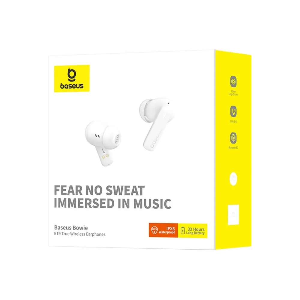 Bezprzewodowe słuchawki dokanałowe TWS Baseus Bowie E19 (biały)