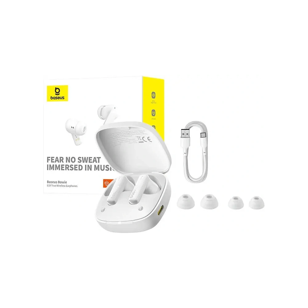 Bezprzewodowe słuchawki dokanałowe TWS Baseus Bowie E19 (biały)