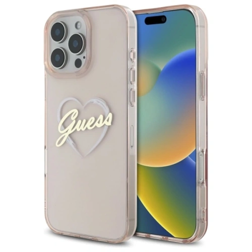 Buy Guess GUHCP16XHCHGSPP Apple iPhone 16 Pro Max hardcase IML Heart pink - GUE4173 - {ean13} - Home Screen Store Europe