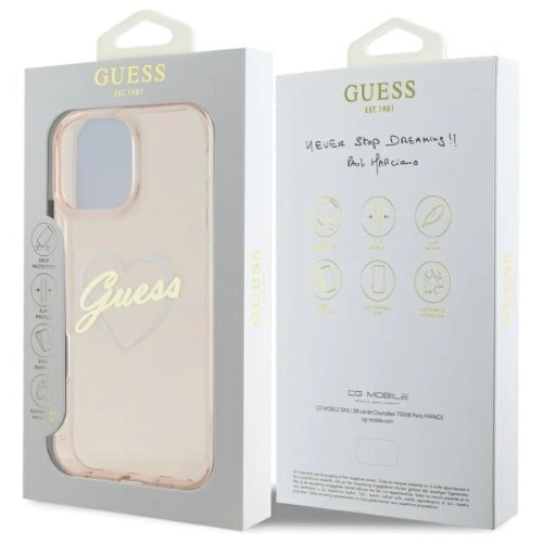 Buy Guess GUHCP16XHCHGSPP Apple iPhone 16 Pro Max hardcase IML Heart pink - GUE4173 - {ean13} - Home Screen Store Europe