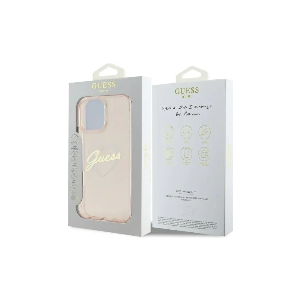 Etui Guess GUHCP16XHCHGSPP Apple iPhone 16 Pro Max hardcase IML Heart różowy/pink
