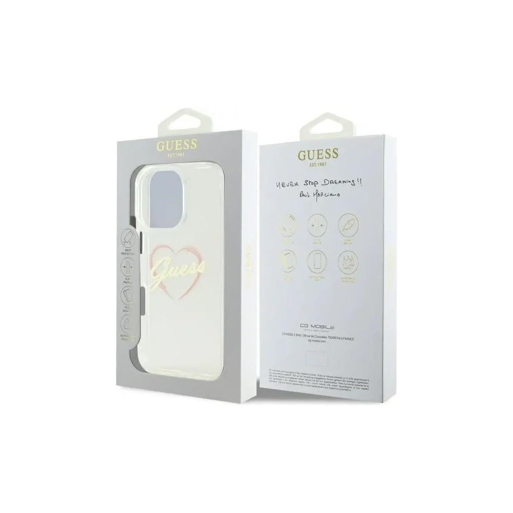 Etui Guess GUHCP16XHCHGSPT Apple iPhone 16 Pro Max hardcase IML Heart przeźroczysty/transparent
