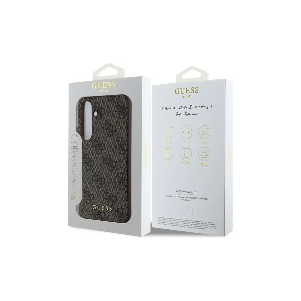 Etui Guess GUHCS24FEG4GFBR Samsung Galaxy S24 FE hardcase 4G Metal Gold Logo brązowy/brown
