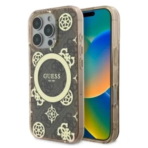 Buy Guess GUHMP16LH4PYEEW Apple iPhone 16 Pro hardcase IML Peony On 4G Background MagSafe brown - GUE4184 - {ean13} - Home Screen Store Europe