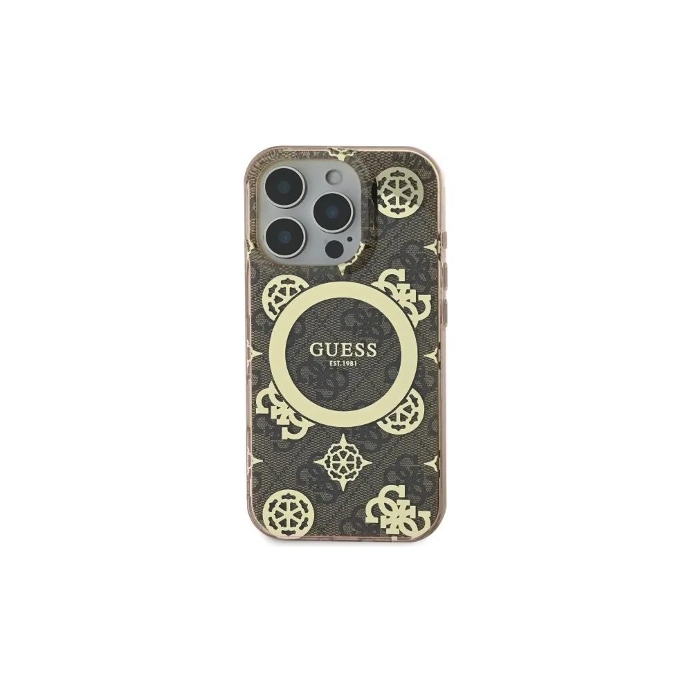 Etui Guess GUHMP16LH4PYEEW Apple iPhone 16 Pro hardcase IML Peony On 4G Background MagSafe brązowy/brown