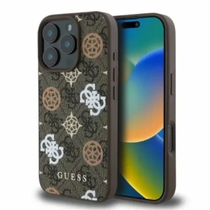 Buy Guess GUHMP16LP4PWPW Apple iPhone 16 Pro hardcase Peony On 4G Background MagSafe brown - GUE4185 - {ean13} - Home Screen Store Europe