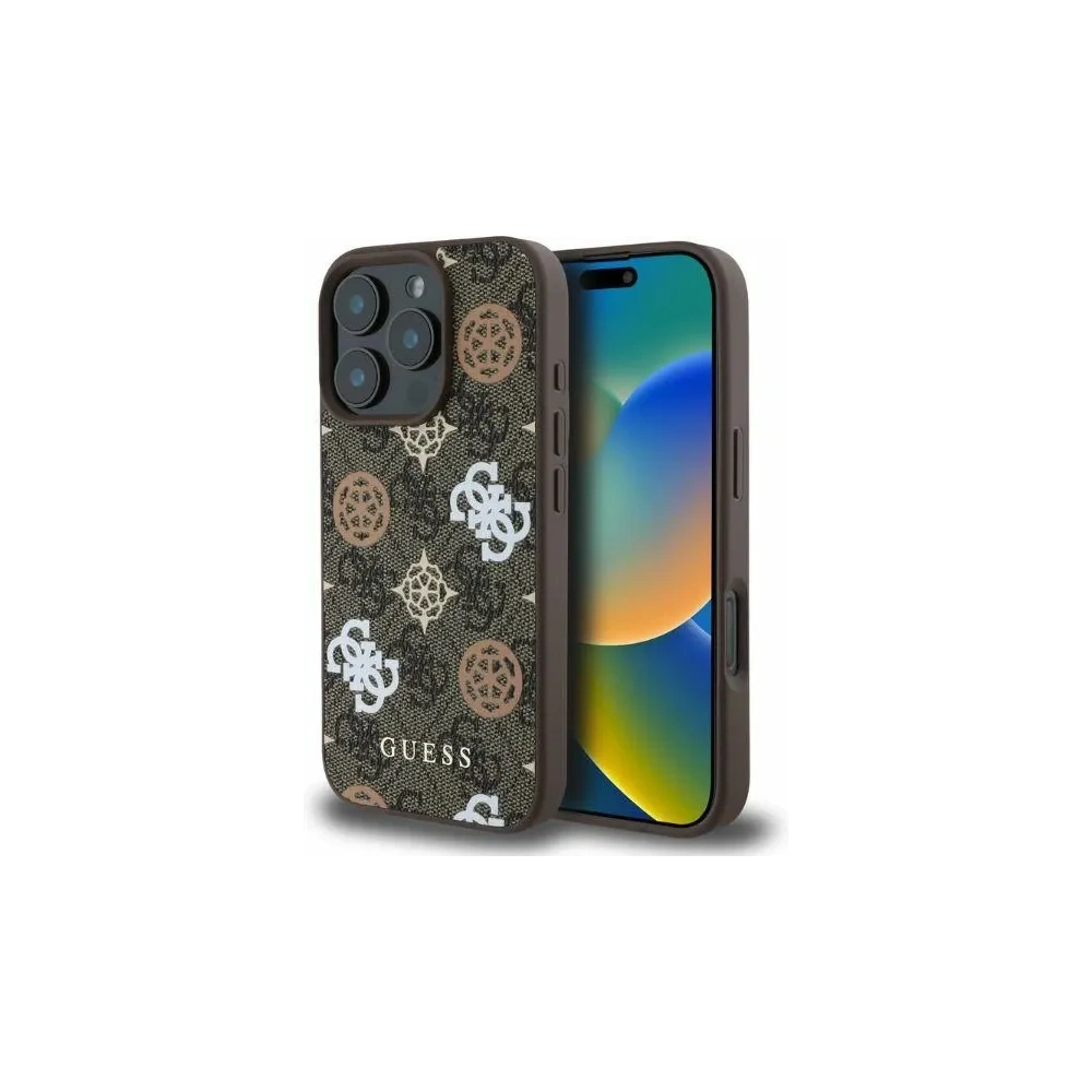 Etui Guess GUHMP16LP4PWPW Apple iPhone 16 Pro hardcase Peony On 4G Background MagSafe brązowy/brown