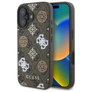 Buy Guess GUHMP16SP4PWPW Apple iPhone 16 hardcase Peony On 4G Background MagSafe brown - GUE4186 - {ean13} - Home Screen Store Europe