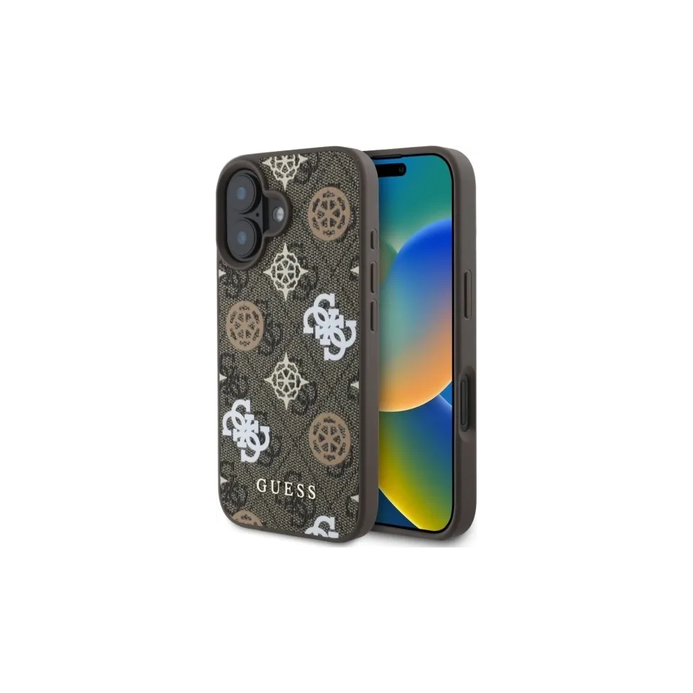 Etui Guess GUHMP16SP4PWPW Apple iPhone 16 hardcase Peony On 4G Background MagSafe brązowy/brown