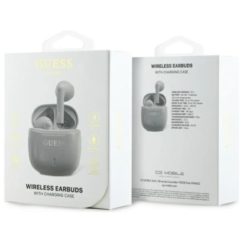Kup Bezprzewodowe słuchawki douszne Guess Bluetooth GUTWSJ14ESGE TWS + stacja dokująca Printed Classic Logo taupe - GUE4188 - {ean13} - Sklep Home Screen