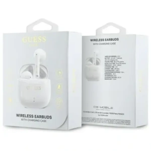 Kup Bezdrátová sluchátka do uší Guess Bluetooth GUTWSJ14ESGH TWS + dokovací stanice Printed Classic Logo bílá/white - GUE4189 - {ean13} - Sklep Home Screen