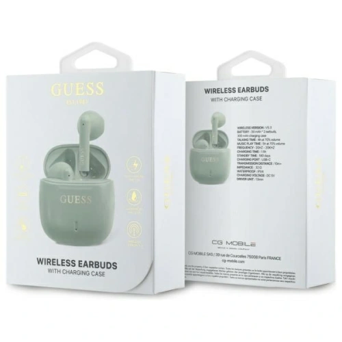 Kup Guess căști Bluetooth wireless in-ear GUTWSJ14ESGN TWS + stație de docking Logo clasic imprimat verde - GUE4190 - {ean13} - Sklep Home Screen