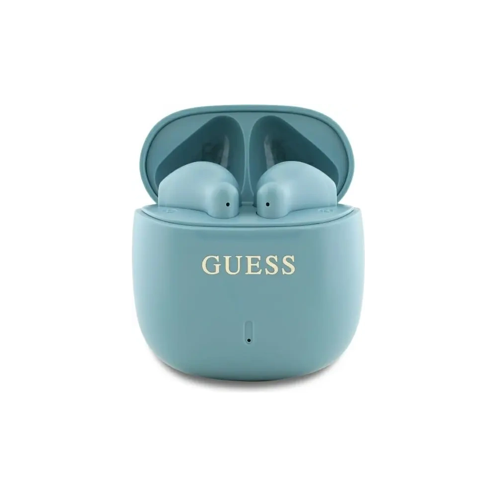 Bezprzewodowe słuchawki douszne Guess Bluetooth GUTWSJ14ESGQ TWS + stacja dokująca Printed Classic Logo turkusowy/turquoise